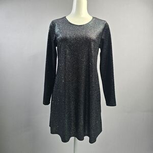 Tiana B. Black Sparkle Long Sleeve Dress R3